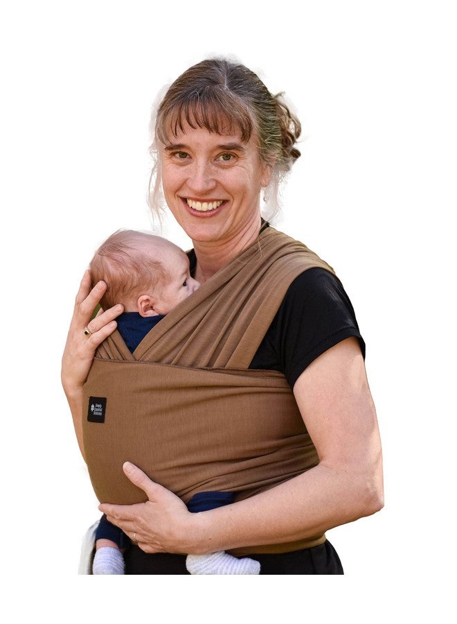 Simply Essential Solutions حمالة أطفال ناعمة ومرنة، قماش قطن، حمالة أطفال، غطاء للرضاعة للاستخدام مع حديثي الولادة - الأطفال الصغار: توزع الوزن بالتساوي لراحة أكبر أثناء الحمل (بني) - Image 2