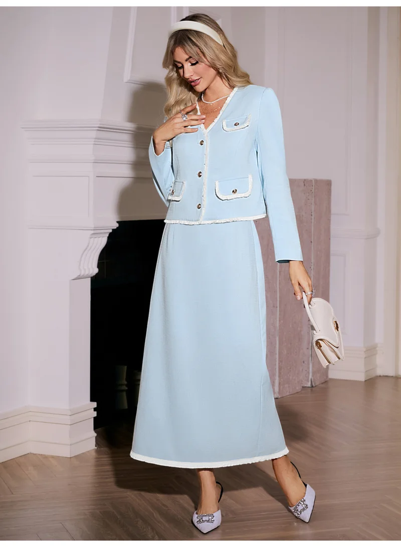SIMPLEE Women's 2-Piece Outfit Set - Matching Top & long skirt for Stylish Look