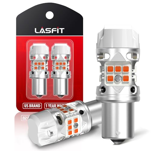 LASFIT لمبة LED LASFIT T3 7507 أمبر PY21W BAU15S جاهزة لنظام CANBUS لإشارات الانعطاف مع مقاوم مدمج 2641A 12496 لسيارة VW Tiguan من 2012-2021 الأمامية، وHonda Accord من 2018-2022 الخلفية، قابلة للتوصيل والتشغيل (2 قطعة) - Image 1