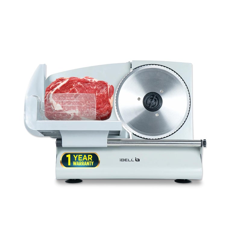 iBELL iBELL MS2330M Electric Meat Slicer 1000W Heavy Duty Slicing Machine with Stainless Steel Blade for Boneless MeatBreadCheeseVegetables Silver  - Image 1
