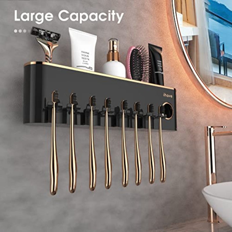 Toothbrush Holders Bathroom Accessories with Toothpaste Dispenser, 4 Cups Toothbrush Holder Wall Mounted Bathroom Decor - Image 2