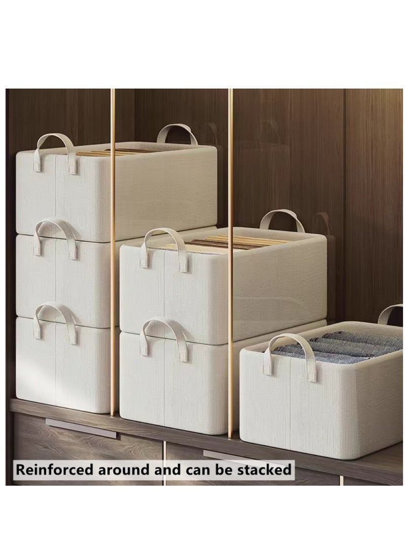 Kutis 1-Piece Foldable Storage Basket Set Slub Cotton Beige 47x28x20 Centimeter  - Image 5