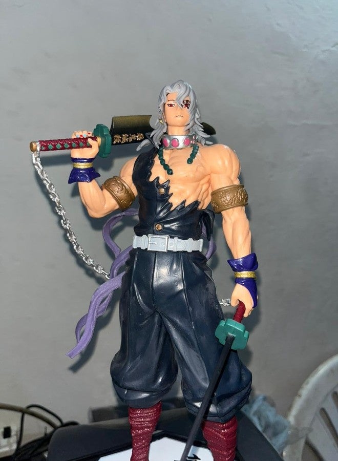 PITRESHWAR Demon Slayer Action Figure - Tengen Uzui Sound Hashira Collectible | 7-Inch Anime PVC Statue with Dual Blades & Detailed Sculpt | Kimetsu No Yaiba Figure for Desk, Car & Shelf Decoration - Image 3
