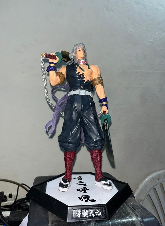 PITRESHWAR Demon Slayer Action Figure - Tengen Uzui Sound Hashira Collectible | 7-Inch Anime PVC Statue with Dual Blades & Detailed Sculpt | Kimetsu No Yaiba Figure for Desk, Car & Shelf Decoration - Image 1