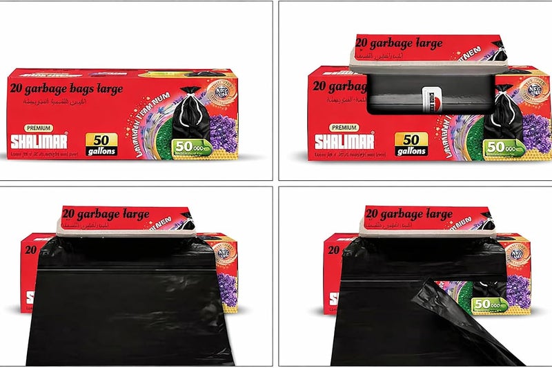SHALIMAR 50-Gallon (75×103 cm), 60 Pcs (20x3 Rolls), OXO-Biodegradable Heavy-Duty Black Premium Garbage Bags with Fragrance & Perforation - Image 3