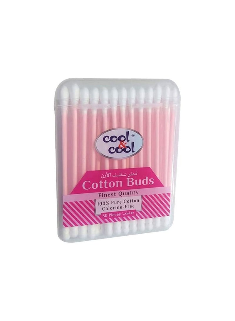 Cool & Cool Organic Paper Sticks Cotton Buds, Pink, 50 Pieces - Image 2