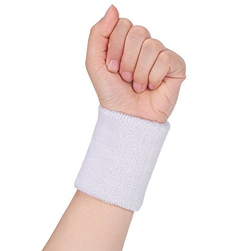 WILLBOND 3 Pieces Sweatbands Set, Includes Sports Headband and Wrist Sweatbands Striped Sweat Band for Athletic Men and Women (White) - Image 5