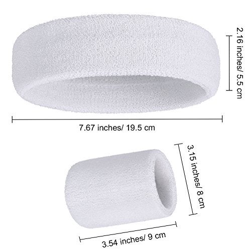 WILLBOND 3 Pieces Sweatbands Set, Includes Sports Headband and Wrist Sweatbands Striped Sweat Band for Athletic Men and Women (White) - Image 3