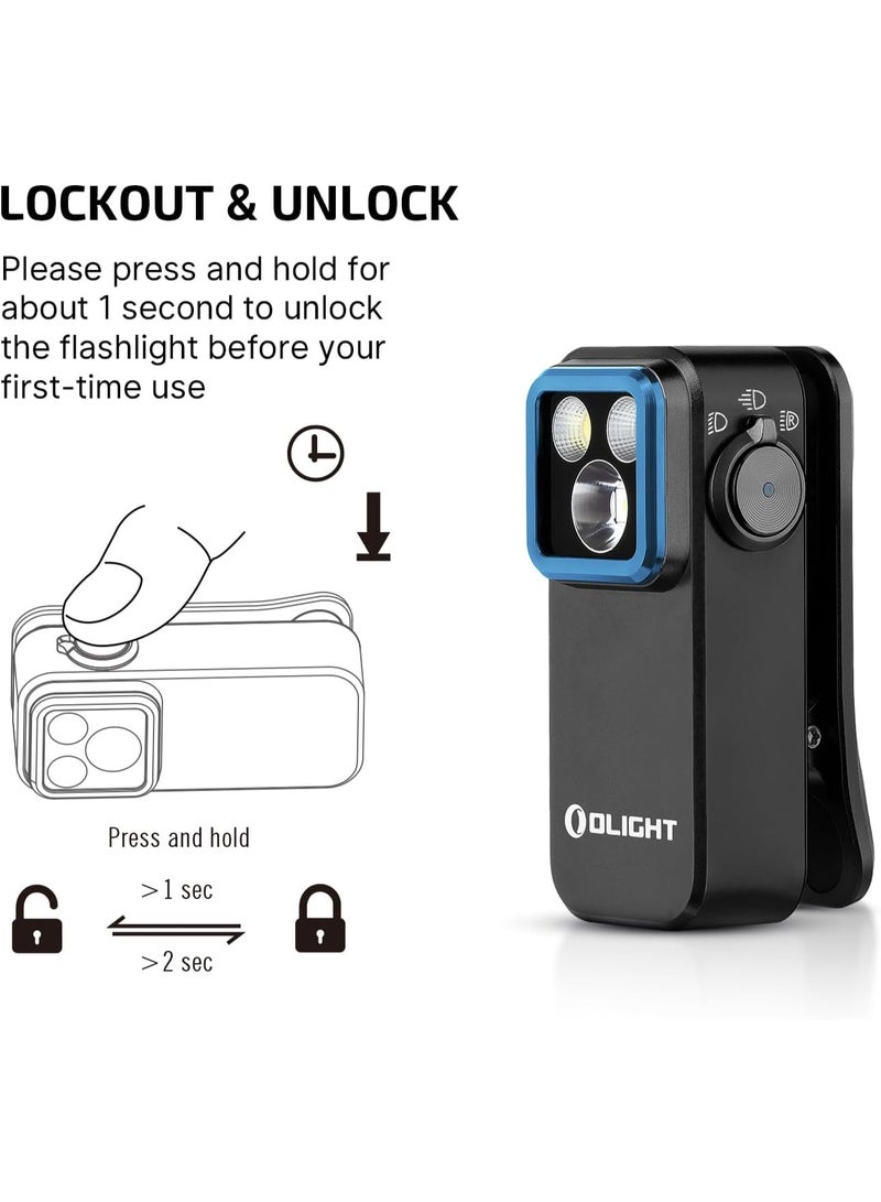 OLIGHT Oclip Pro EDC Flashlight Clip-on Light, Rechargeable 500 Lumens with Three Lighting Solutions Type-C Charging, Magnetic Flash Lights for Signaling, Cycling, Outdoor or Indoor Use(Black) - Image 4