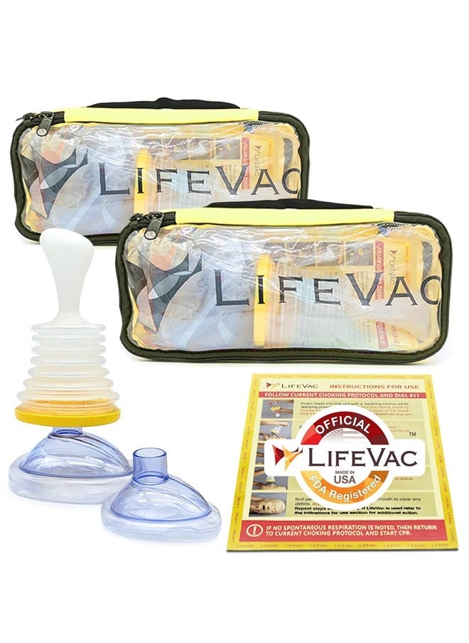 LifeVac Yellow Travel Kit 2 Pack - Portable Suction Rescue Device, First Aid Kit for Kids and Adults, Portable Airway Suction Device for Children and Adults  - Image 1