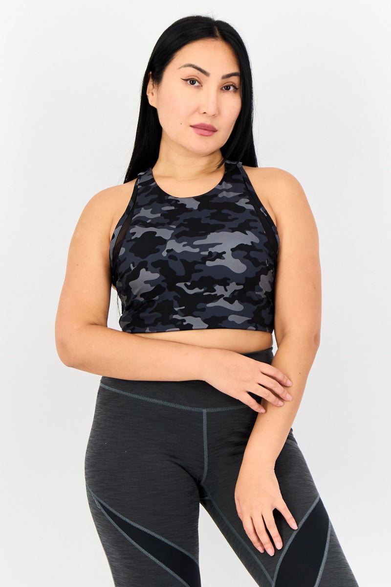 FILA Women Camouflage Padded Sports Bra, Multicolor - Image 1