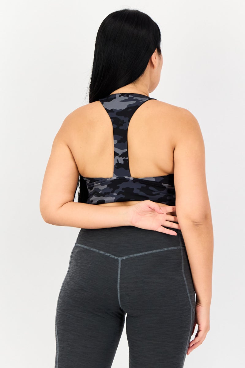 FILA Women Camouflage Padded Sports Bra, Multicolor - Image 3