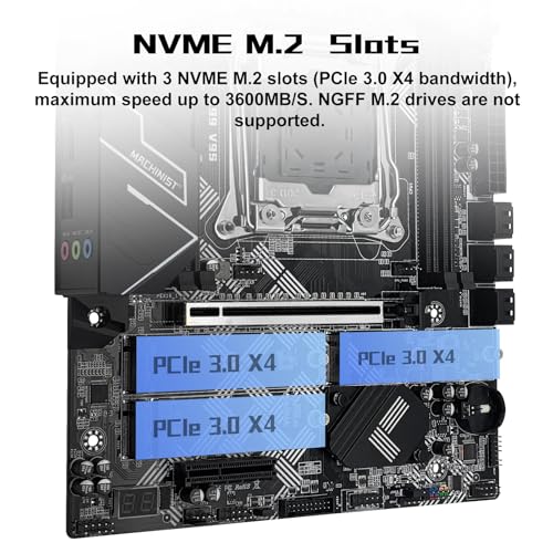 MACHINIST X99 Motherboard LGA 2011-3 for Intel Xeon E5 V3 V4 and Core i7 5-6th Series CPUs (M-ATX, DDR4 Max 128GB, NVME M.2, PCIe 3.0, WiFi M.2, Gigabit Network, SATA 3.0, USB 3.0), X99 V9S Mainboard - Image 4