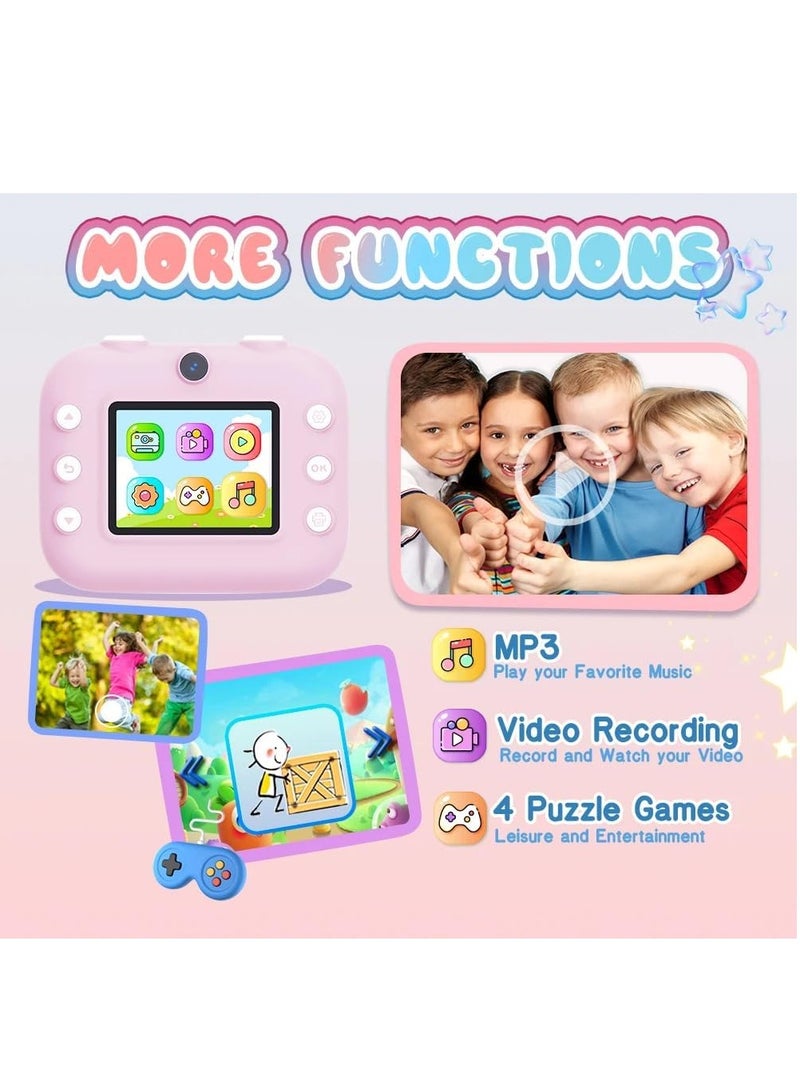 Xria DCP4 Children’s Instant Print Camera With Thermal Printer Kids Digital Photo Camera Boys & Girls Birthday Gift (Pink) - Image 5