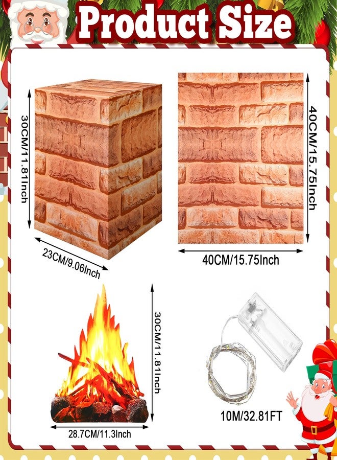 Weekgrat مجموعة دعائم مدفأة كرتونية من ويكغرات مكونة من 15 قطعة، مدفأة كرتونية مع نار مزيفة ولهب مزيف، مكعبات كرتونية لتزيين حفلات عيد الميلاد المنزلية (رخام). - Image 3