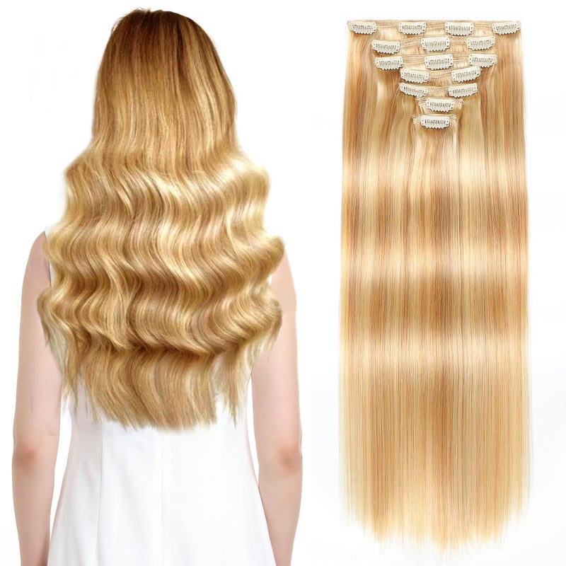 Sisily Clip in Hair Extensions Real Human Hair 20 inch 160g Blonde 100 Brazilian Remy Human Hair Clip in Extensions Soft Straight 7pcs Per Set with 16 Clips Double Weft - Image 2