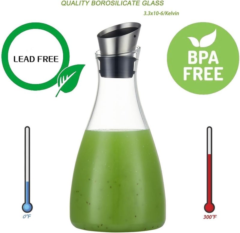 Purefold 50 Ounces Borosilicate Glass Carafe with Lid, Glass Pitcher for Hot/Cold Water, Ice Tea and Lemonade Beverage - Image 1