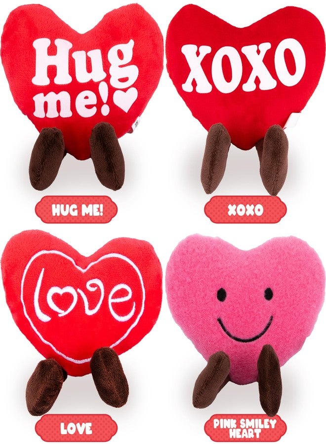 ArtCreativity Set of 4 Small Valentines Plush Hearts - Cute Love Heart Plush Toys in Assorted Designs - Stuffed Love Heart Toy Set - Decorations and Valentine’s Gifts for Kids, Girlfriend, Wife - Image 3