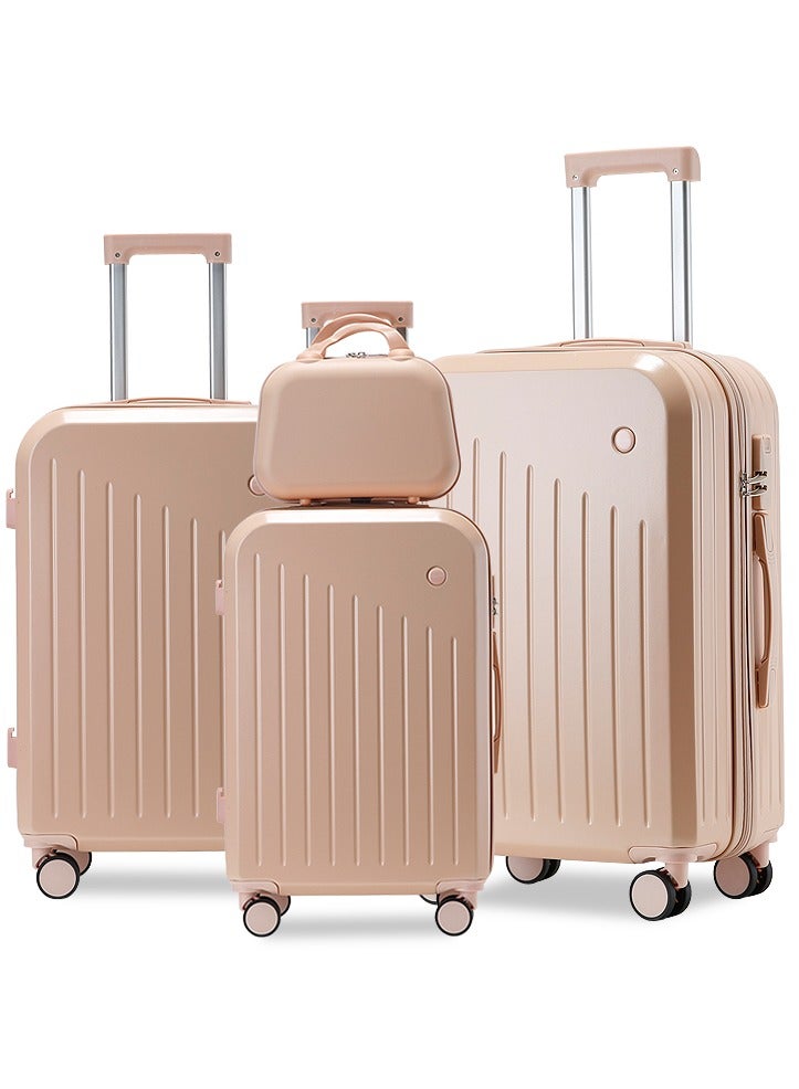 XiuWoo 4-Piece Multi-Size Hardshell Luggage Set With Spinner Wheels 14/20/24/28 Inch TSA Lock Durable PC Hard Shell Suitcases For Women Men Air Travel Family Business Trips Sturdy Scratch-Resistant Lightweight,Pink - Image 1