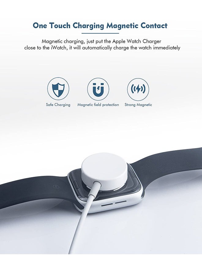 ماركة غير محددة كابل شاحن لاسلكي مغناطيسي USB لساعة Apple Watch، متوافق مع Apple Watch Series 10/Ultra/9/8/7/6/SE/5/4/3/2/1 أبيض (1 متر)  - Image 2