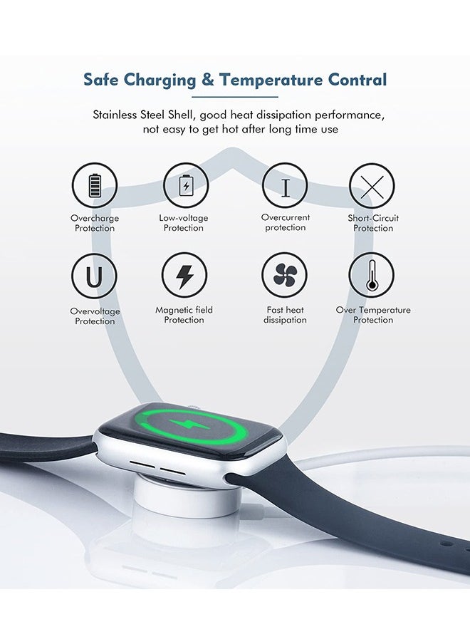 ماركة غير محددة كابل شاحن لاسلكي مغناطيسي USB لساعة Apple Watch، متوافق مع Apple Watch Series 10/Ultra/9/8/7/6/SE/5/4/3/2/1 أبيض (1 متر)  - Image 3