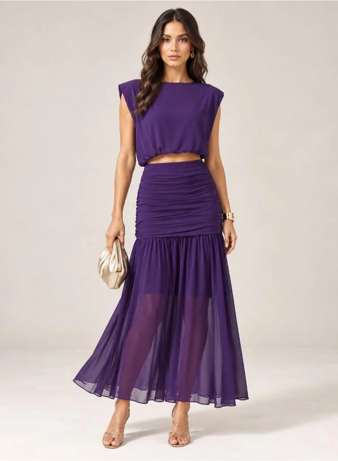 Crop Top With Ruched skirt