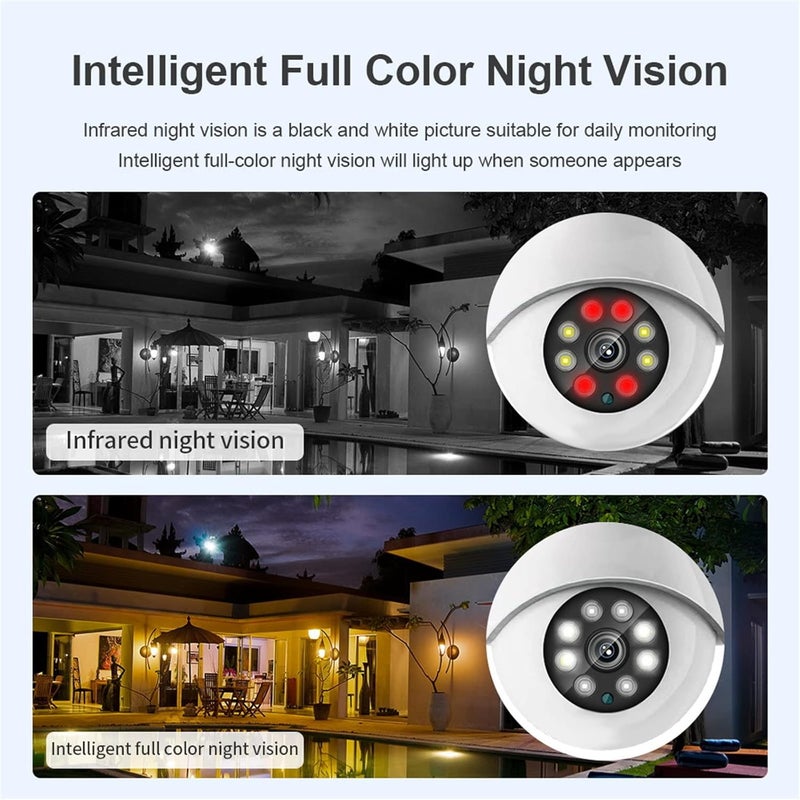 كلاراكو كاميرا لمبة إضاءة لاسلكية مزودة بخاصية واي فاي - كاميرا لمبة إضاءة ذكية بدقة 1080 بكسل مع رؤية ليلية لأمن المنزل، وكاميرا لمبة إضاءة PTZ تدور بزاوية 360 درجة مع تكبير رقمي، ومسجل فيديو مباشر وكشف الحركة (أبيض) - Image 4