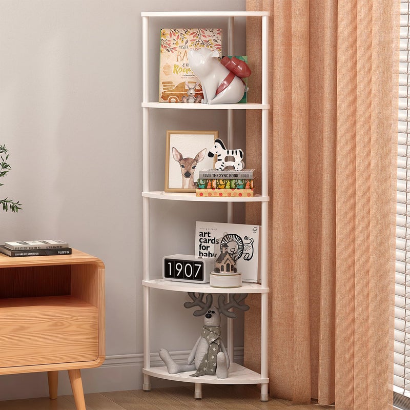 Greatseas 5 Tier Corner Shelf Stand, 44.1" Kitchen Shelf Organizer with Metal Frame, Small Corner Shelf for Bathroom Organization & Storage, Marble White Corner Shelf for Kitchen Decor Accessories - Image 1