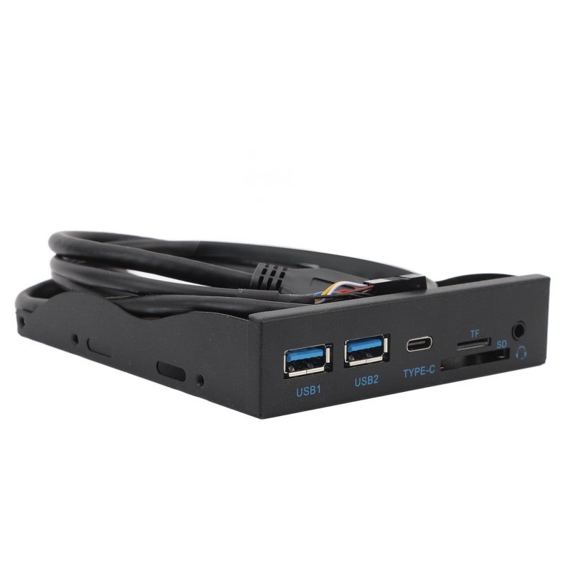 لوحة محرك أقراص مرنة USB3.2 Gen1 Type C بسرعة 5 جيجابت/ثانية، لوحة أمامية مقاس 3.5 بوصة، موزع USB3.2 بـ 19 سنًا - متعدد الواجهات مع صوت عالي الدقة وقارئ بطاقات ذاكرة لأجهزة الكمبيوتر المكتبية - Image 3