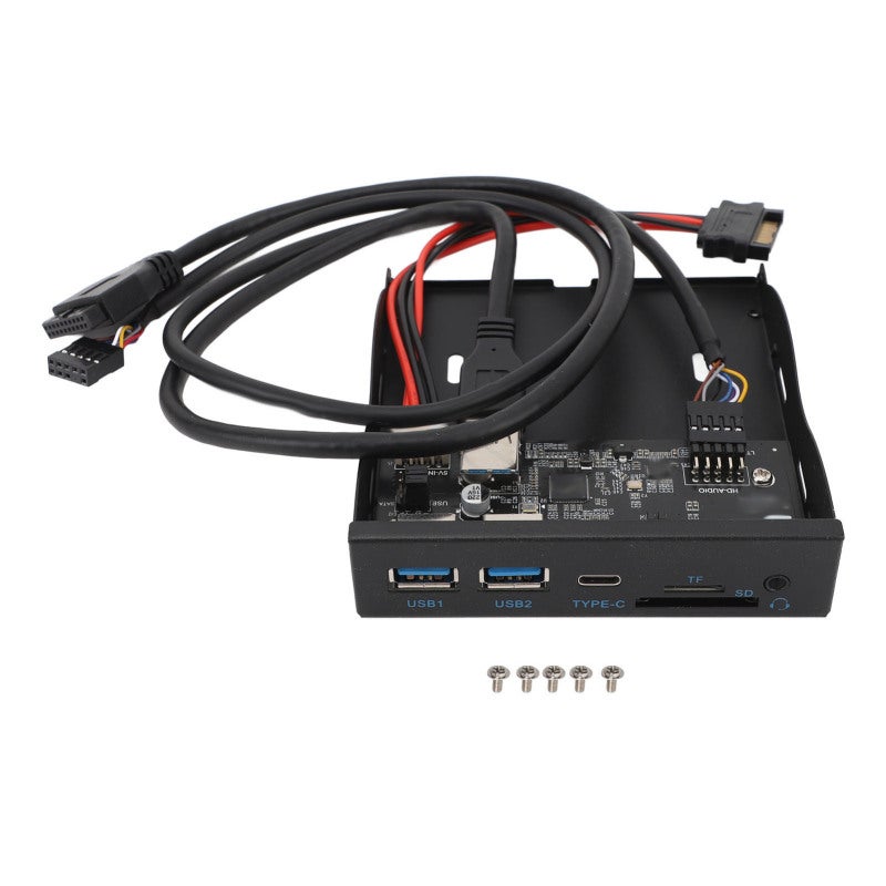 لوحة محرك أقراص مرنة USB3.2 Gen1 Type C بسرعة 5 جيجابت/ثانية، لوحة أمامية مقاس 3.5 بوصة، موزع USB3.2 بـ 19 سنًا - متعدد الواجهات مع صوت عالي الدقة وقارئ بطاقات ذاكرة لأجهزة الكمبيوتر المكتبية - Image 1