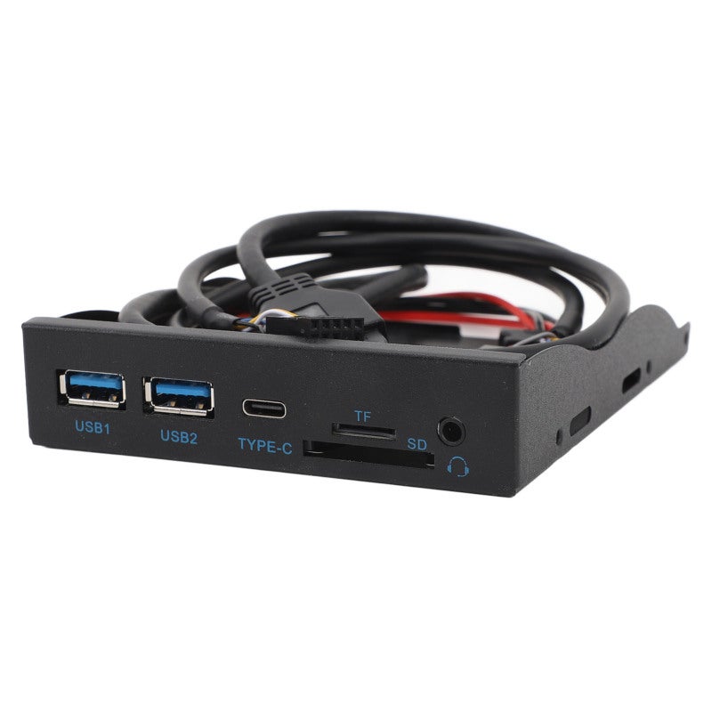 لوحة محرك أقراص مرنة USB3.2 Gen1 Type C بسرعة 5 جيجابت/ثانية، لوحة أمامية مقاس 3.5 بوصة، موزع USB3.2 بـ 19 سنًا - متعدد الواجهات مع صوت عالي الدقة وقارئ بطاقات ذاكرة لأجهزة الكمبيوتر المكتبية - Image 4