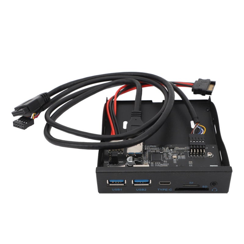 لوحة محرك أقراص مرنة USB3.2 Gen1 Type C بسرعة 5 جيجابت/ثانية، لوحة أمامية مقاس 3.5 بوصة، موزع USB3.2 بـ 19 سنًا - متعدد الواجهات مع صوت عالي الدقة وقارئ بطاقات ذاكرة لأجهزة الكمبيوتر المكتبية - Image 2