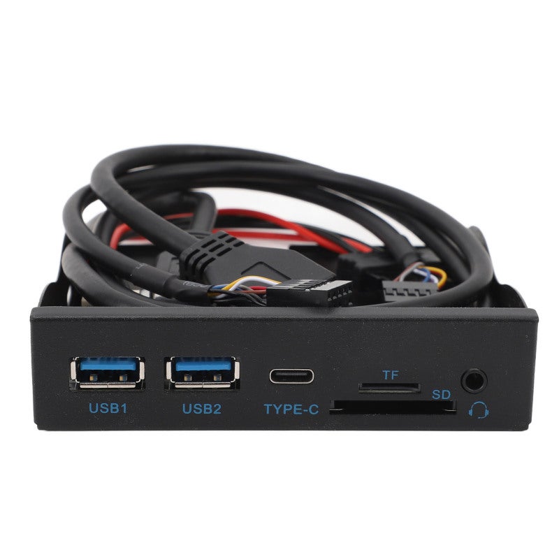 لوحة محرك أقراص مرنة USB3.2 Gen1 Type C بسرعة 5 جيجابت/ثانية، لوحة أمامية مقاس 3.5 بوصة، موزع USB3.2 بـ 19 سنًا - متعدد الواجهات مع صوت عالي الدقة وقارئ بطاقات ذاكرة لأجهزة الكمبيوتر المكتبية - Image 5