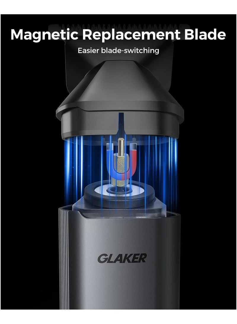 GLAKER Experience 140 minutes of cordless use with this shaving trimmer razor, featuring a smart LED indicator. The 1.96-foot USB-C cable ensures travel convenience and prevents accidental activation. - Image 2