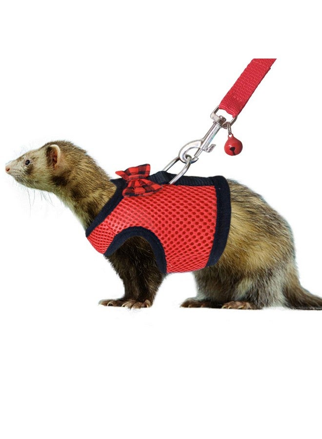 Rypet Animal Harness and Leash - Soft Mesh Pet Harness With Safe Bell, No Pull Comfort Padded Vest for Small Pet Red M - Image 1