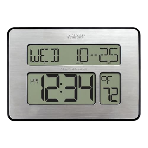 La Crosse Technology Atomic Wall/Table Clock, Metal, 7.5-inch H x 9.75-inch W x 1-inch D (513-1419) (513-1419-INT) - Image 3