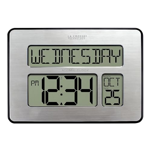 La Crosse Technology Atomic Wall/Table Clock, Metal, 7.5-inch H x 9.75-inch W x 1-inch D (513-1419) (513-1419-INT) - Image 1