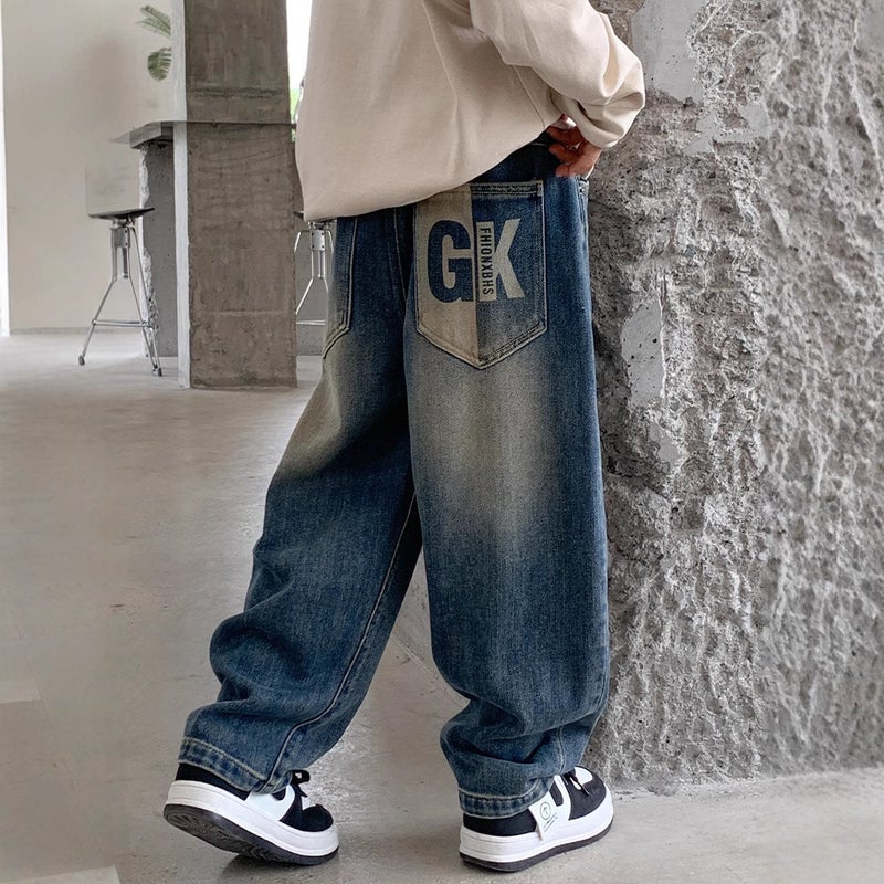 Boys' Spring Pants Loose Wide-Leg Jeans Spring Children'S Plus-Size Boys' Big Kids' Long Pants - Image 2