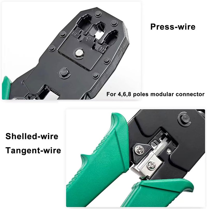 XIKKART Crimping Tool | Rj45 Rj11 Crimping Tool Kit, Ethernet Crimp Tool, 30Pcs CAT5 CAT5e Cat6 Connectors, 30PCS Boot Covers, 1 Network Cable Wire Stripper And Cutter, Combo Set (Multicolor) - Image 3