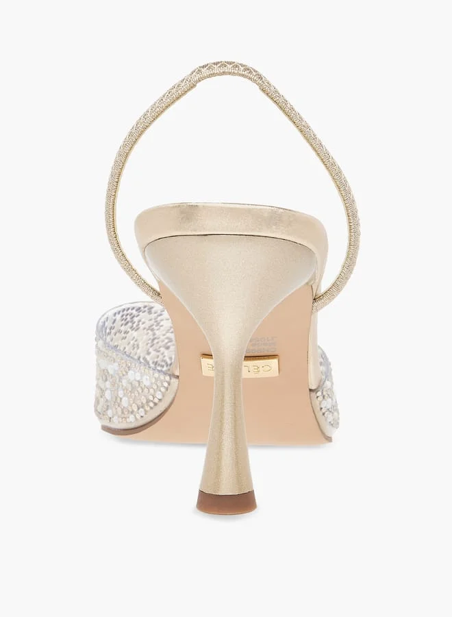 سيليست Womens Embellished Slip-On Sandals With Stiletto Heels Ramadan Collection