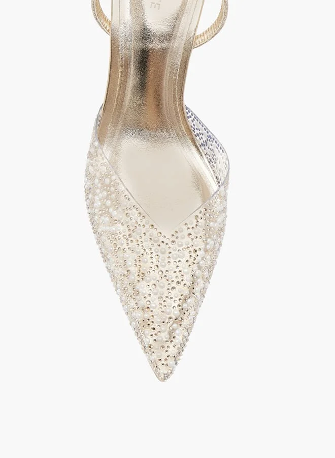 سيليست Womens Embellished Slip-On Sandals With Stiletto Heels Ramadan Collection