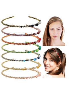 Lawie 7 Pack Glitter Sparkly Fancy Delicate Rhinestone Crystal Metal Headbands Wire Hair Bands Clasps Slim Thin Skinny Hard Hairbands Hair Hoops Cross Bands Crown Tiara Hair Holder Headpiece For Women Girls  - Image 3
