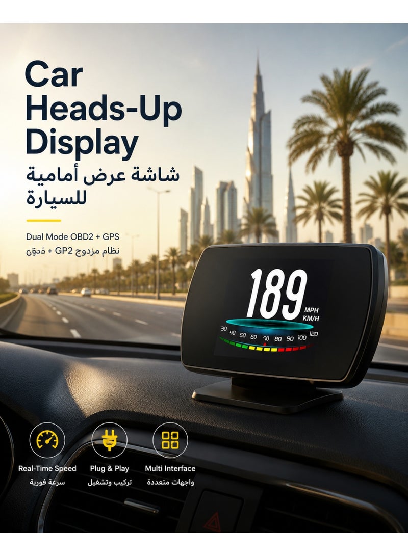 شاشة عرض رقمية للسرعة من نوع TFT مقاس 5.8 بوصة تعمل بتقنية OBD2 للسيارة — تدعم اللغة العربية - Image 1