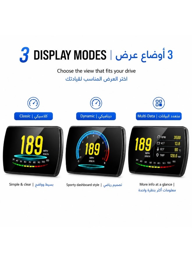 شاشة عرض رقمية للسرعة من نوع TFT مقاس 5.8 بوصة تعمل بتقنية OBD2 للسيارة — تدعم اللغة العربية - Image 4