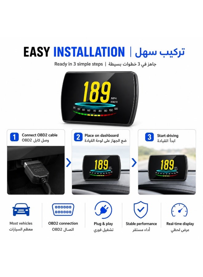 شاشة عرض رقمية للسرعة من نوع TFT مقاس 5.8 بوصة تعمل بتقنية OBD2 للسيارة — تدعم اللغة العربية - Image 5