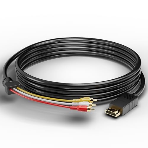 Eanetf HDMI to RCA Cable with Built-in Converter, 1080P HDMI to 3 RCA AV Adapter (Composite Video + Audio), 5ft (1.5m) for Connecting DVD Player, HDTV, PC to Old TV, Projector, Legacy Devices - Image 1