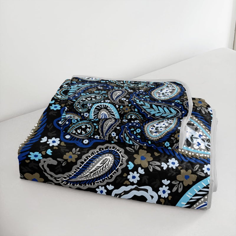 HOSIMA Blue Bohemia Style King Size Quilt Set,Lightweight Flowers Pattern Summer Quilted Floral Bedding,Soft Boho Bedding for Adults Bedroom Decor with 2 Pillowcases. - Image 5