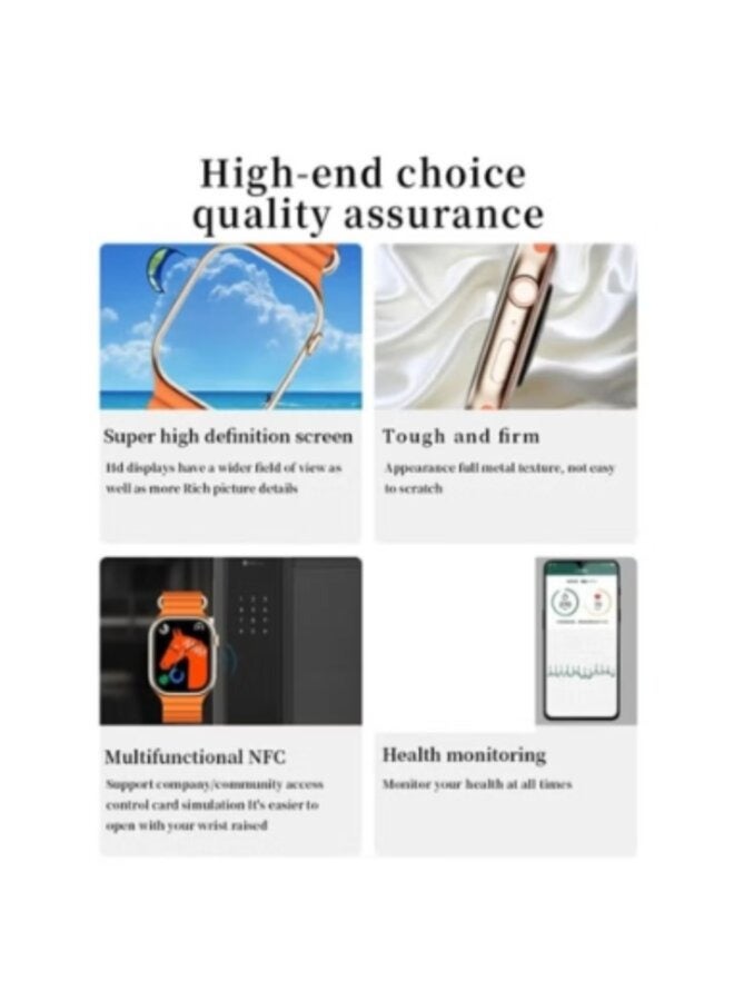W&O Smart Watch X8 Pro Plus Screen 2.12 inch Series 8 with Altitude Tracking Body Temperature GPS NFC Orange - Image 3