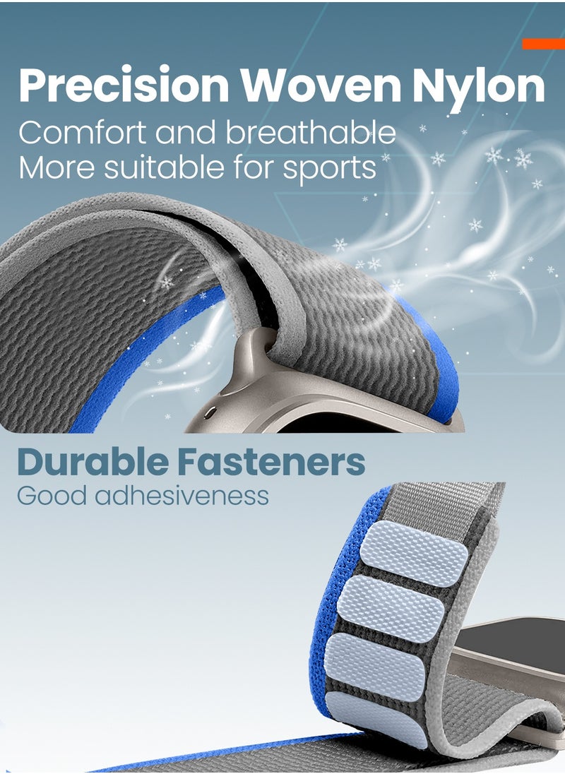Moxedo Moxedo Trail Loop Watch Band Adjustable Sports Nylon Woven with Convenient Pull Tab Compatible with Apple Watch Band Series 8/7/6/5/4/3/2/1/SE Ultra design for 44mm/45mm/49mm (Blue/Grey)  - Image 2