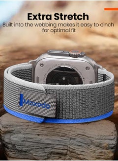 Moxedo Moxedo Trail Loop Watch Band Adjustable Sports Nylon Woven with Convenient Pull Tab Compatible with Apple Watch Band Series 8/7/6/5/4/3/2/1/SE Ultra design for 44mm/45mm/49mm (Blue/Grey)  - Image 5